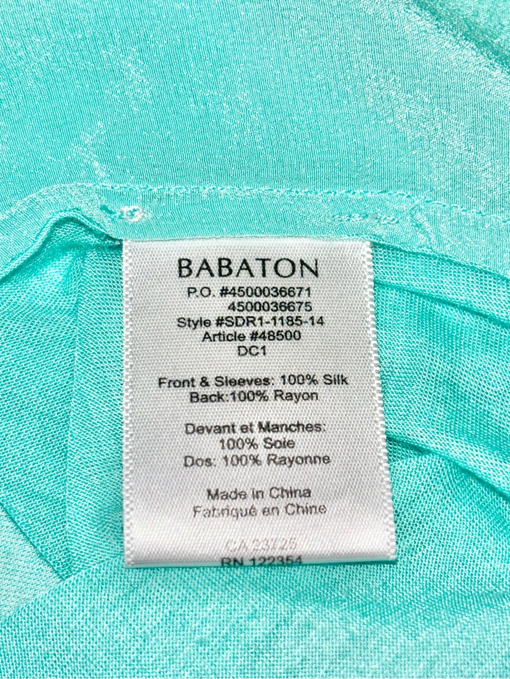 Aritzia Babaton Phillip Silk Blouse Short Sleeve Top Aqua Blue Green Size Small - Picture 8 of 9